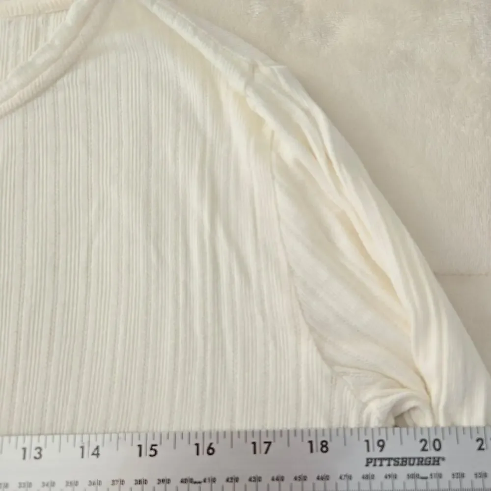 Minimalist Coquette Balletcore J.Crew Ribbed Long Sleeve Henley Front Button XL